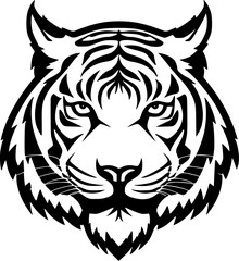 Tiger - Black and White Isolated Icon - Vector illustration
