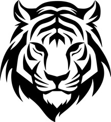 Fototapeta premium Tiger - Black and White Isolated Icon - Vector illustration
