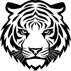 Tiger - Black and White Isolated Icon - Vector illustration