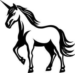 Obraz na płótnie Canvas Unicorn - Black and White Isolated Icon - Vector illustration