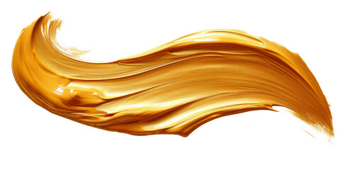 Stroke of gold paint on a transparent background, yellow paint without background, abstract gold...