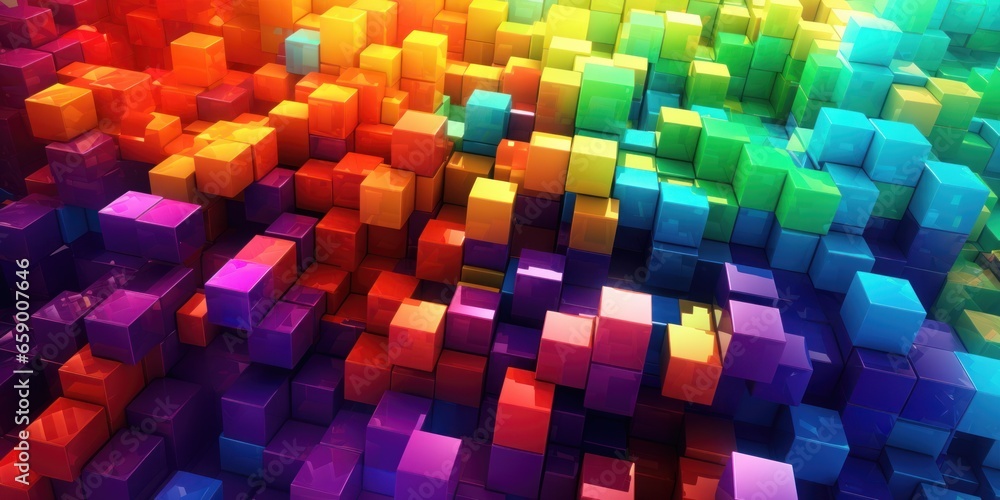 Poster abstract background with colorful glowing cubes.