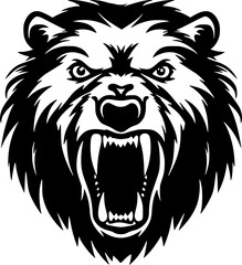 Fototapeta premium Bear - Black and White Isolated Icon - Vector illustration