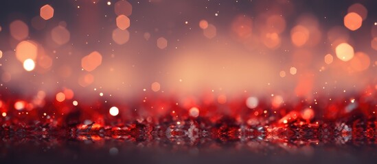 Abstract bokeh background with falling snowflakes and blank space for content