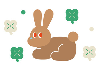 rabbit and clover 토끼와 네잎클로버 일러스트 © glass