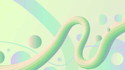 Abstract green background with 3D lines and curves, Gradient fluid design