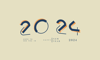 2024 with 3d numbers concept premium vector design for banner poster social media greeting new year