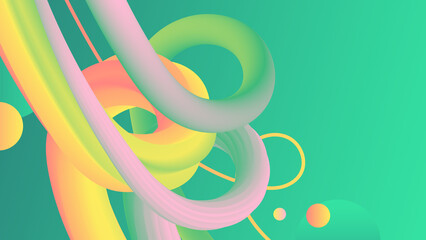 Abstract colorful background with 3D lines and curves, Gradient fluid design