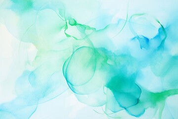 Blue and green smoke on white background