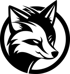 Fox - Black and White Isolated Icon - Vector illustration