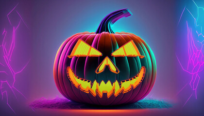 80s retro synthwave halloween pumpkin - 659009653