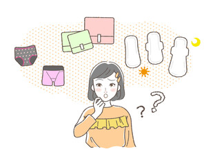 Illustration of a Girl Worried About Menstruation.