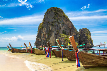 Boat at Phra Nang Beach in  Thailand