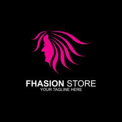 Beautiful woman face logo design template. Hair, girl, natural symbol. Abstract design concept for beauty salon, massage, magazine, cosmetics and spa, etc. Premium vector icon.