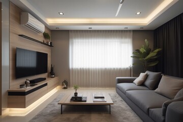 Fototapeta na wymiar Simple room decor with clean design. Generative AI