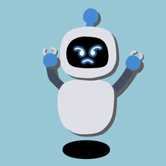 blue male boy robot ai android robot mad angry face emoji illustration
