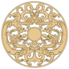 Luxury festive Chinese oriental traditional culture premium classical decoration red gold line art design vector illustration. Covers, greeting cards, logos, packaging, posters, backgrounds -Greeting