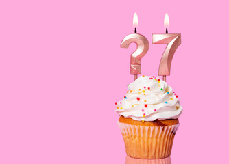 Birthday Cake With Candle Question Mark And Number 7