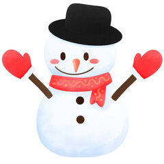 nowmen in different costumes and scarf and hat