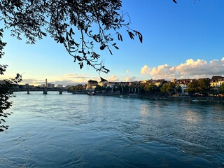 sunset on the river in basel