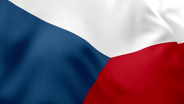 Realistic flag of Czech Republic waving in the wind. Seamless loop with highly detailed fabric texture.