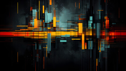 Naklejka premium Futuristic banner of digital art. Technology square background and light effect, cyberpunk style background material with a sense of technology
