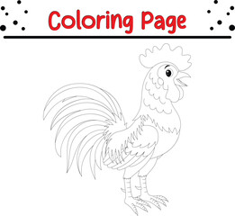 Fototapeta na wymiar Rooster coloring page for children.
