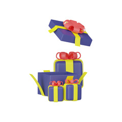 Gift box 3d icons are used for New Year's, Christmas, or birthday celebrations as a surprise.3d render.