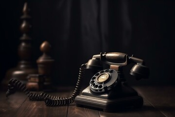 Vintage phone on background. Generative AI
