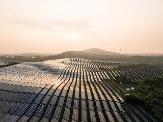 view of solar power panels on hill