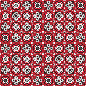 Ajrak Seamless Red Pattern, Vector Illustration