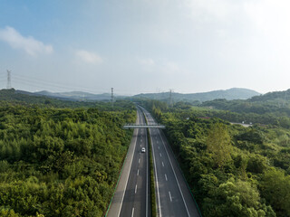 view of highway between mountains