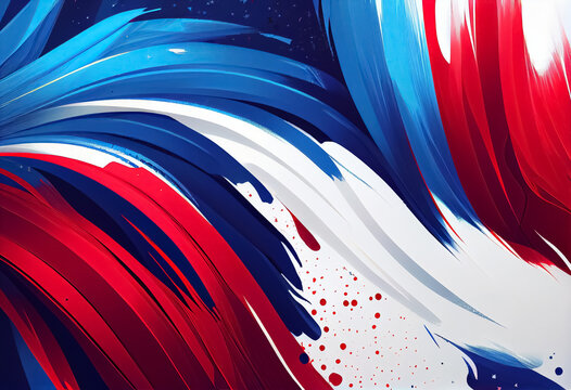 Abstract illustration of flag red blue and white colors .