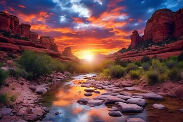 Stunning scenery at canyon park, Arizona, USA. Generative AI