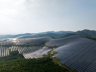 view of solar panels on hill