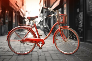 Fototapeta na wymiar Composite image showcasing a bicycle. Generative AI