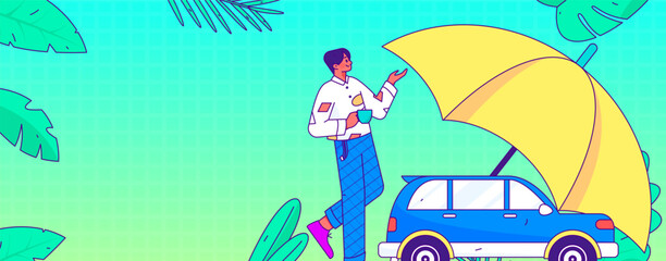 Buy insurance for car flat character vector concept operation illustration