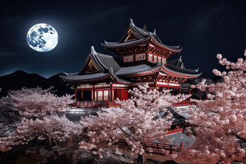 Night view of Traditional japanese architecture