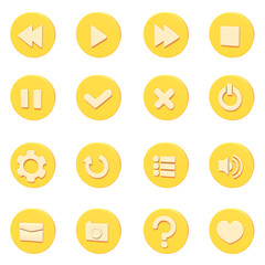 3D느낌의 노란색 둥근 아이콘 16종