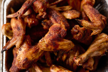 closeup chicken wings bbq grill