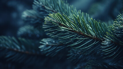 Naklejka na ściany i meble Close-Up Pine Tree Twig in Light Navy and Gray