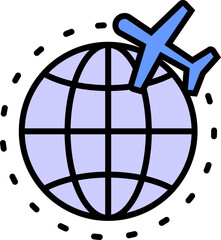 Fly around the world icon