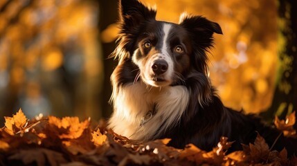 border collie puppy autumn