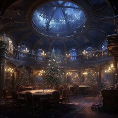 Obraz premium Christmas, beautifully decorated old houses, beautiful interiors, beautiful light and background.