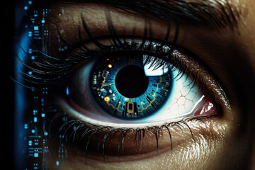 Obraz premium Futuristic human eye biometric screening for advanced digital security 