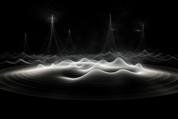 White sound waves create resonance radiate energy vibrate and detect through radar or sonar  - obrazy, fototapety, plakaty