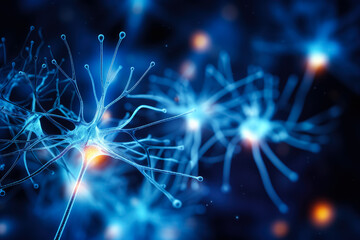 Obraz premium Conceptual abstraction of brain neurons offering insight with selective focus 