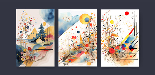 Wallpaper. Wedding Invitation card, watercolor Landscape, digital painting art, Abstract style landscape background