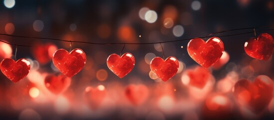 Valentine s Day with red marquee hearts on a light background - obrazy, fototapety, plakaty