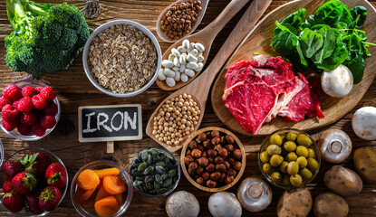 Composition with food products rich in iron